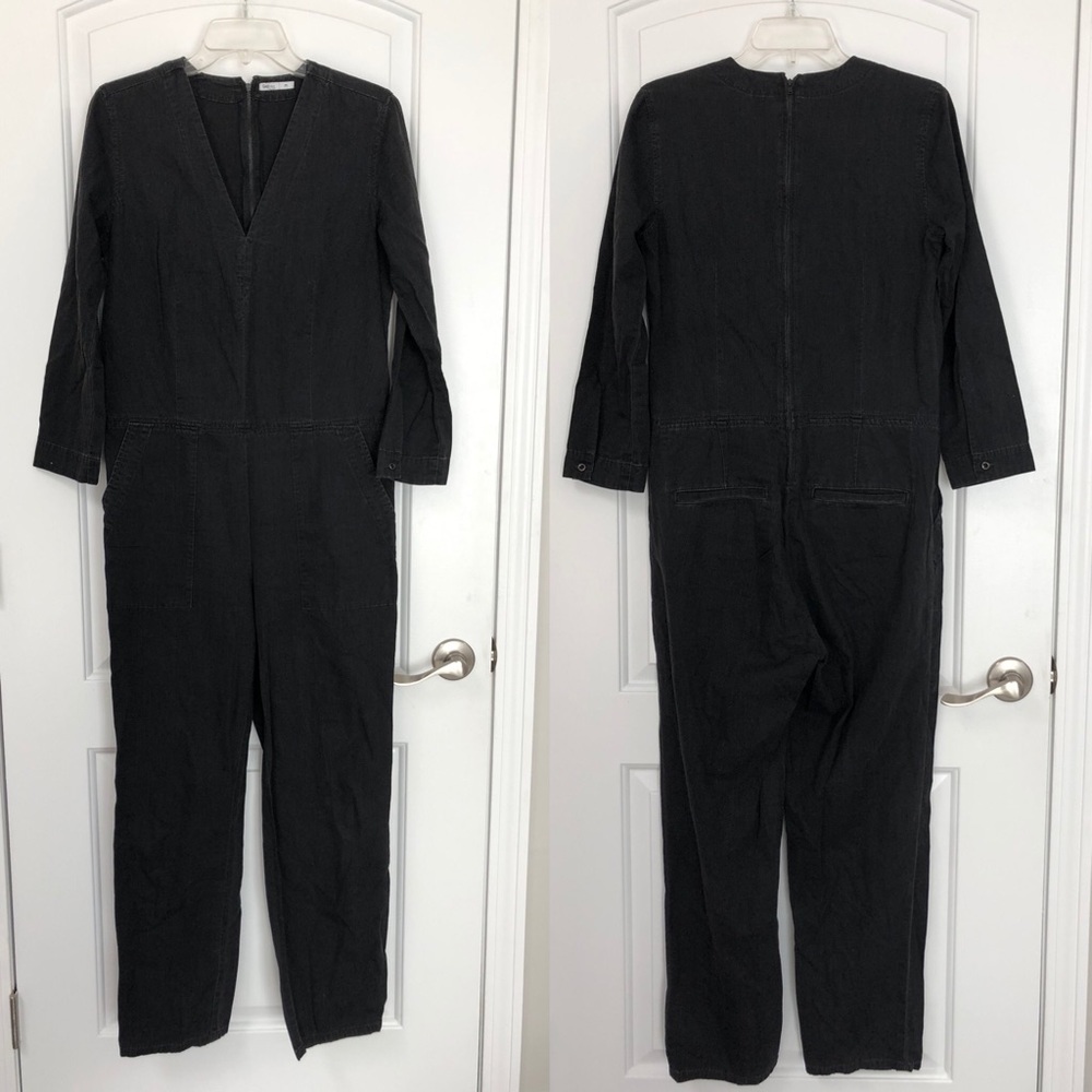 Gap black tencel long sleeve jumpsuit